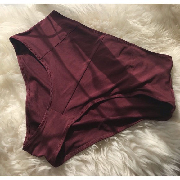 h&m maroon burgundy high waisted bikini bottoms 12 - Picture 1 of 5